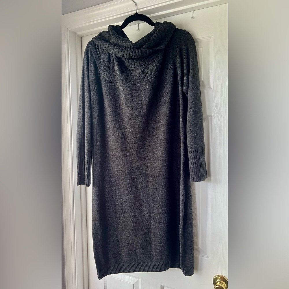 New York & Company Gray Cowl Neck Sweater Dress - XL